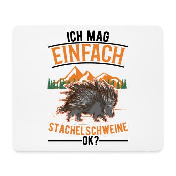 Ich mag einfach Stachelschweine - Mousepad (Querformat) - Weiß - Vorne