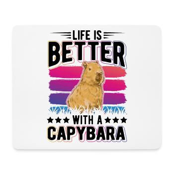 La vie est meilleure avec un Capybara Wasserschwein - Tapis de souris (format paysage) - blanc - Devant