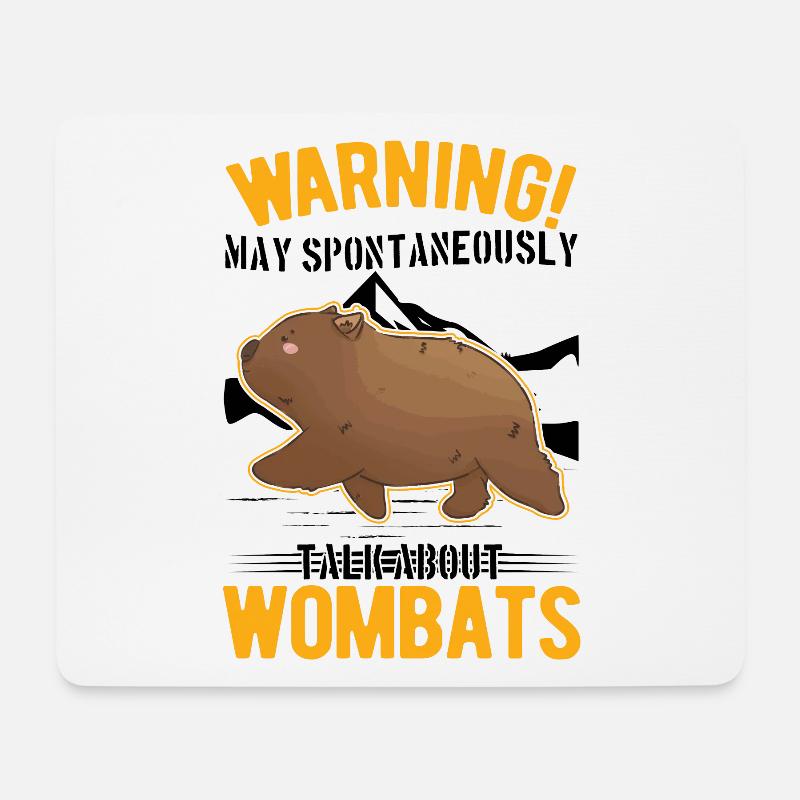 Warning May spontaneously talk about Wombats - Mousepad (Querformat) - Weiß