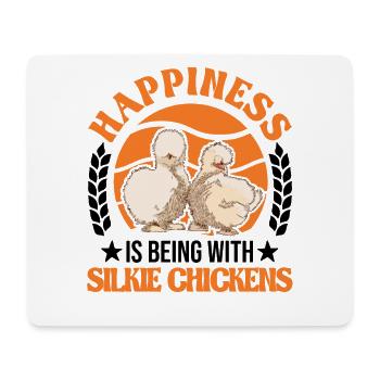Le bonheur, c’est d’être avec Silkie Chickens Silk Chicken - Tapis de souris (format paysage) - blanc - Devant