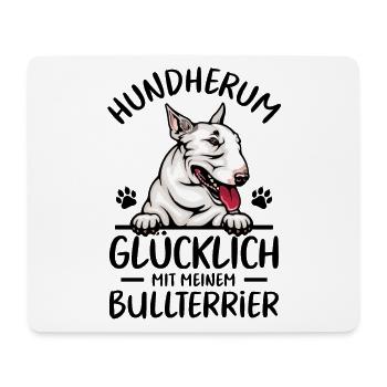 Hund Glücklich mit meinem Bullterrier - Mousepad (Querformat) - Weiß - Vorne