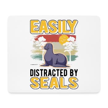 Easily distracted by Seal Robbe Sea Lion - Mouse Pad (horizontal) - white - Front