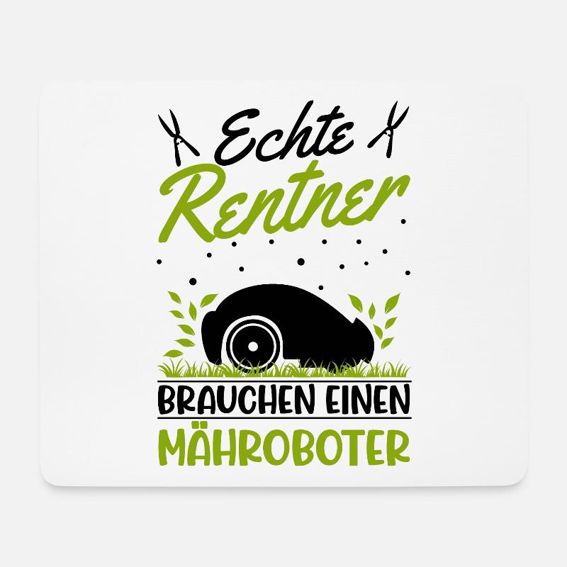 Echte Rentner brauchen einen Mähroboter Mähroboter - Mousepad (Querformat) - Weiß