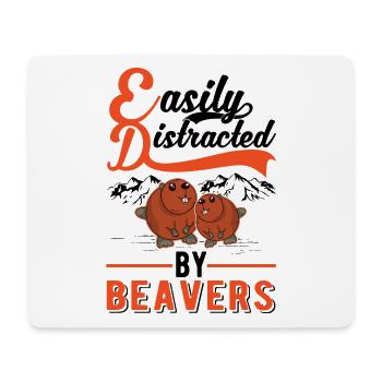 Facilement distrait par Beavers Biber - Tapis de souris (format paysage) - blanc - Devant