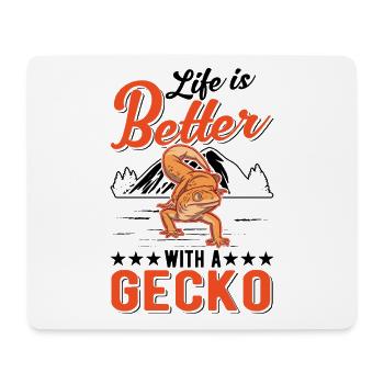 Life is better with a Gecko Leopardgecko - Mousepad (Querformat) - Weiß - Vorne