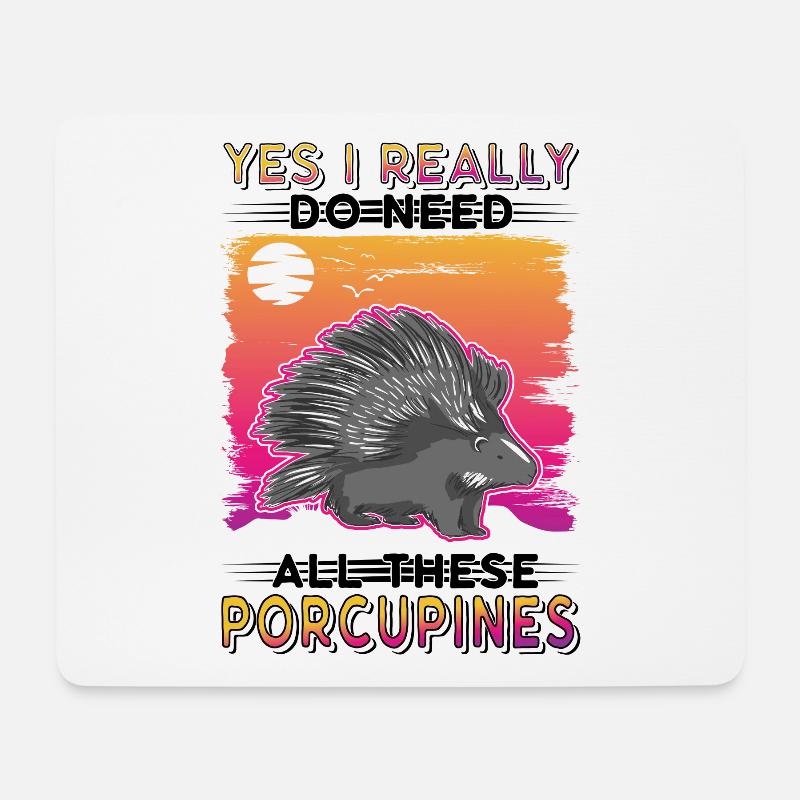 Stachelschwein Geschenk Porcupine - Mousepad (Querformat) - Weiß