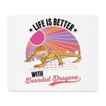 Das Leben ist besser mit Bartagamen - Mousepad (Querformat) - Weiß - Vorne