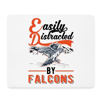 Easily distracted by Falcons Falkenzüchter Falkner - Mousepad (Querformat) - Weiß - Vorne