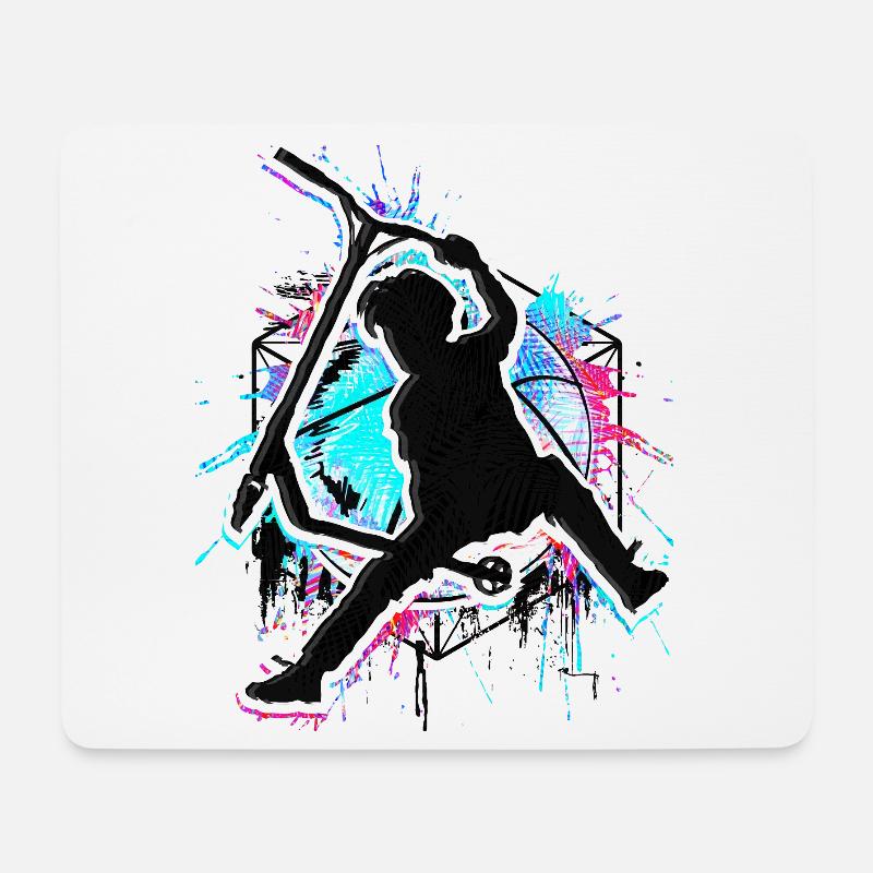 Bunter Stunt Scooter - Farbiger Stuntscooter - Mousepad (Querformat) - Weiß