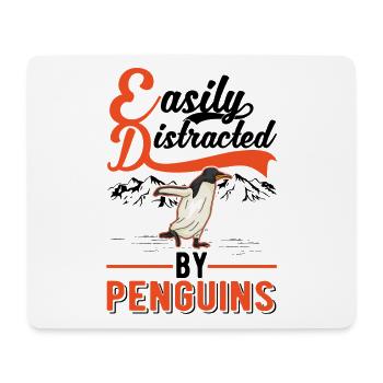 Facilement distrait par les pingouins Pingouin - Tapis de souris (format paysage) - blanc - Devant