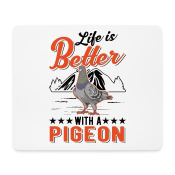 Das Leben ist besser mit Tauben Taubenzüchter - Mousepad (Querformat) - Weiß - Vorne