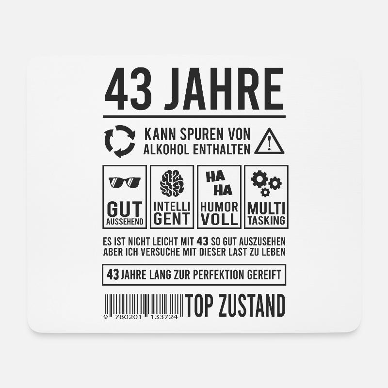 43. Geburtstag Perfektion Lustig 43 Jahre - Mousepad (Querformat) - Weiß