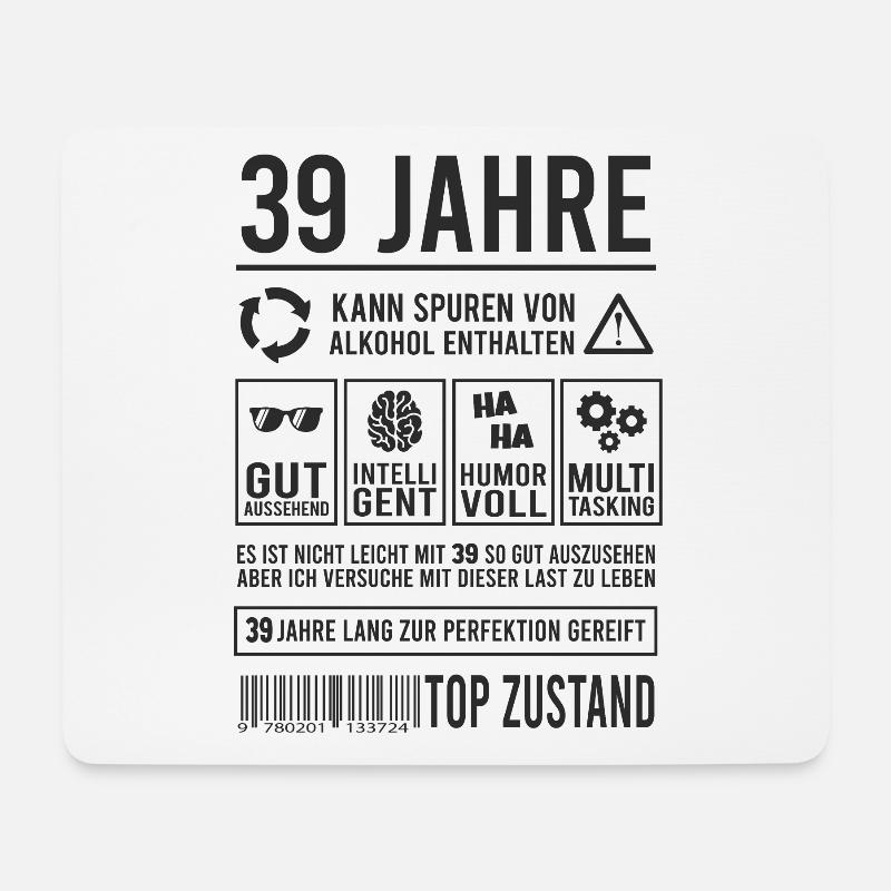 39. Geburtstag Männer Frauen Lustig 39 Jahre - Mousepad (Querformat) - Weiß