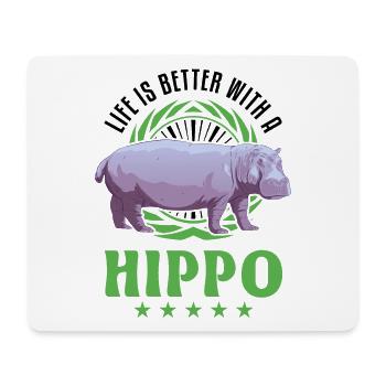 La vie est meilleure avec un hippopotame - Tapis de souris (format paysage) - blanc - Devant