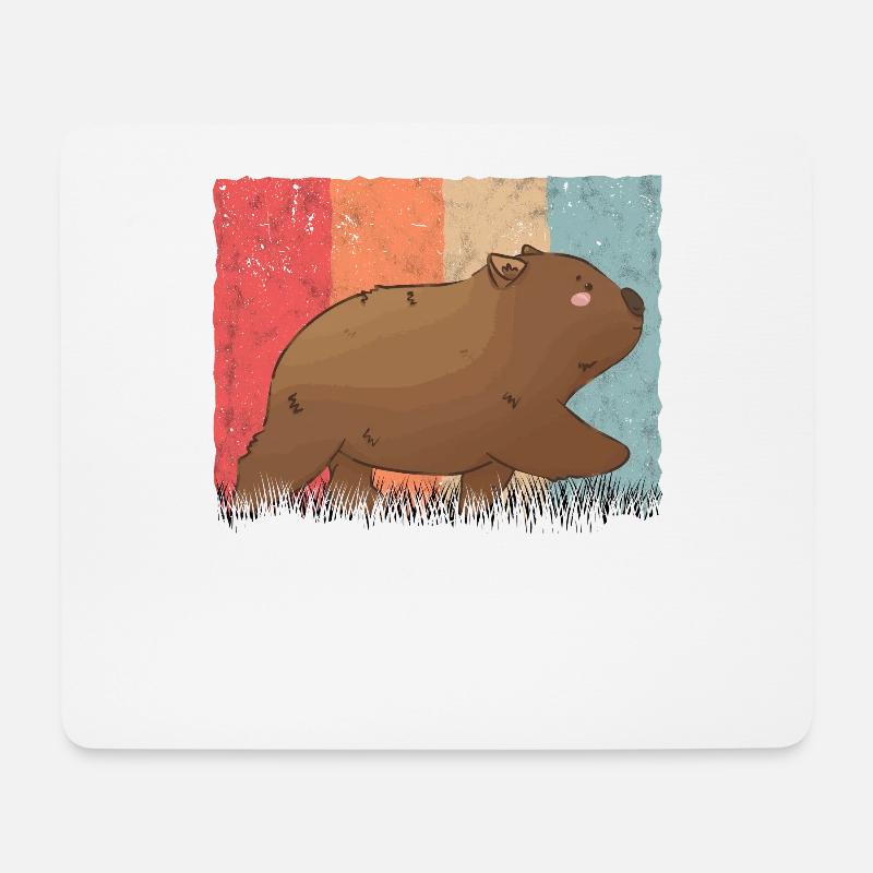 Wombat Retro, Wombat Vintage - Mousepad (Querformat) - Weiß