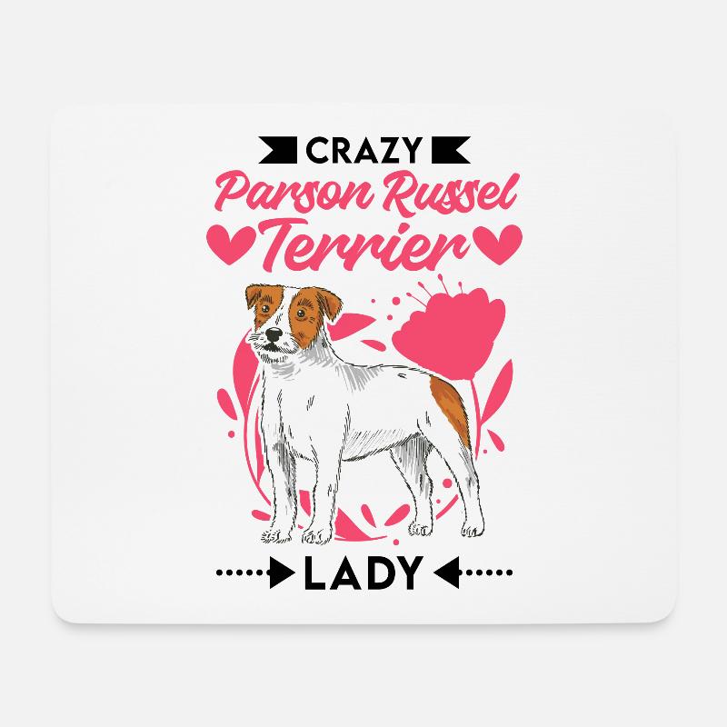 Crazy Parson Russel Terrier lady - Mousepad (Querformat) - Weiß