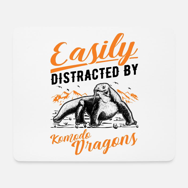 Easily distracted by Komodo Dragons Waran - Mousepad (Querformat) - Weiß