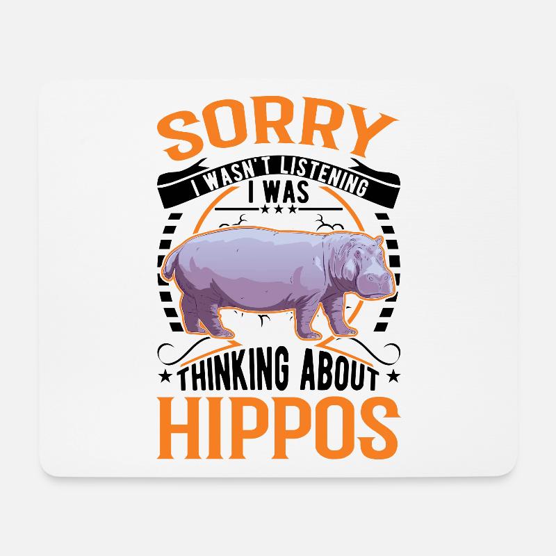 Hippo Cadeau Hippo Hippo Hippo - Tapis de souris (format paysage) - blanc