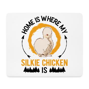La maison est l’endroit où se trouve mon poulet en soie - Tapis de souris (format paysage) - blanc - Devant