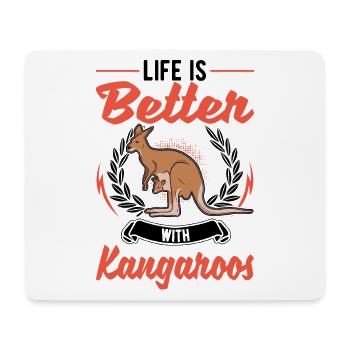 Das Leben ist besser mit einem Känguru - Mousepad (Querformat) - Weiß - Vorne