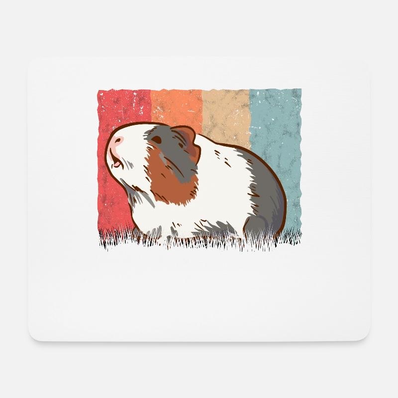 Meerschweinchen Retro Guinea Pig - Mousepad (Querformat) - Weiß