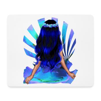 Fleur Enfant Noir Bleu Cheveux Rose Fille - Tapis de souris (format paysage) - blanc - Devant