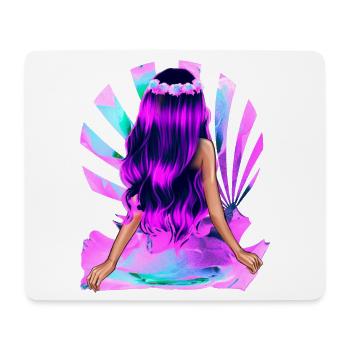 Fleur Enfant Noir-Rose Cheveux Rose Fille Violet - Tapis de souris (format paysage) - blanc - Devant