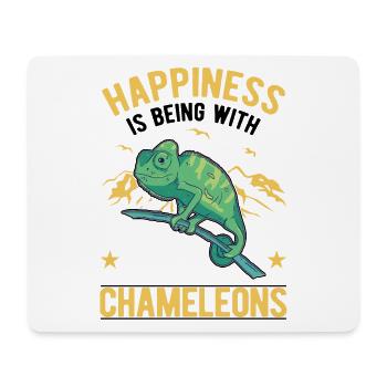 Happiness is being with Chameleons Chamäleon - Mousepad (Querformat) - Weiß - Vorne