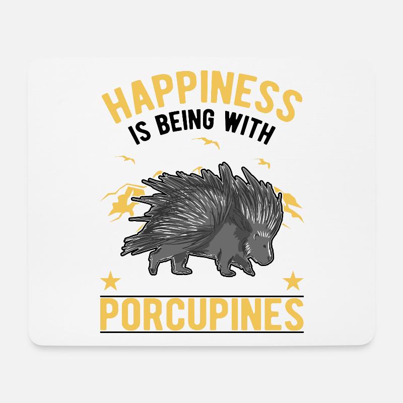 Stachelschwein Glück Porcupine - Mousepad (Querformat) - Weiß