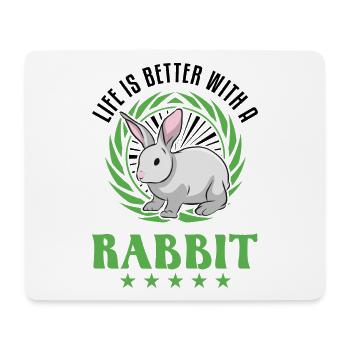 Das Leben ist besser mit Kaninchen - Mousepad (Querformat) - Weiß - Vorne