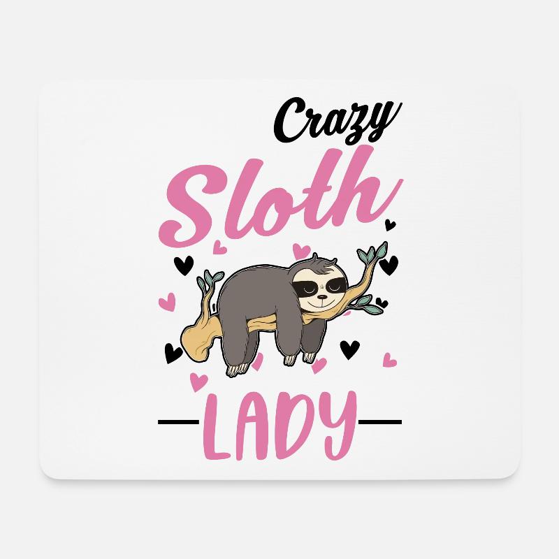 Verrückte Faultier Frau - Mousepad (Querformat) - Weiß