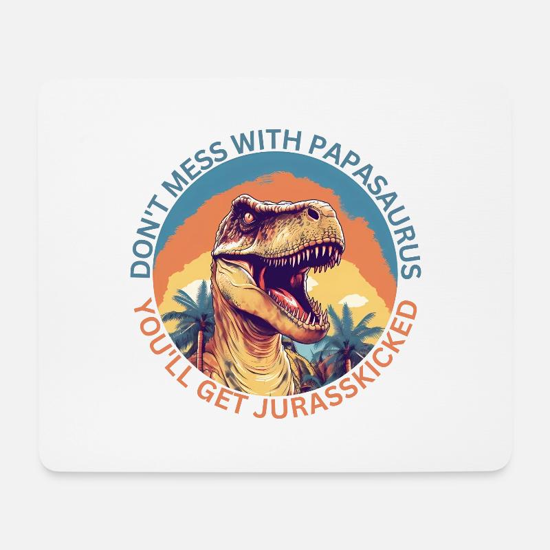 Witziges Papa Papasaurus Dino Dinosaurier Geschenk - Mousepad (Querformat) - Weiß
