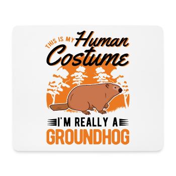Groundhog Human Costume Murmeltier Marmot - Mousepad (Querformat) - Weiß - Vorne