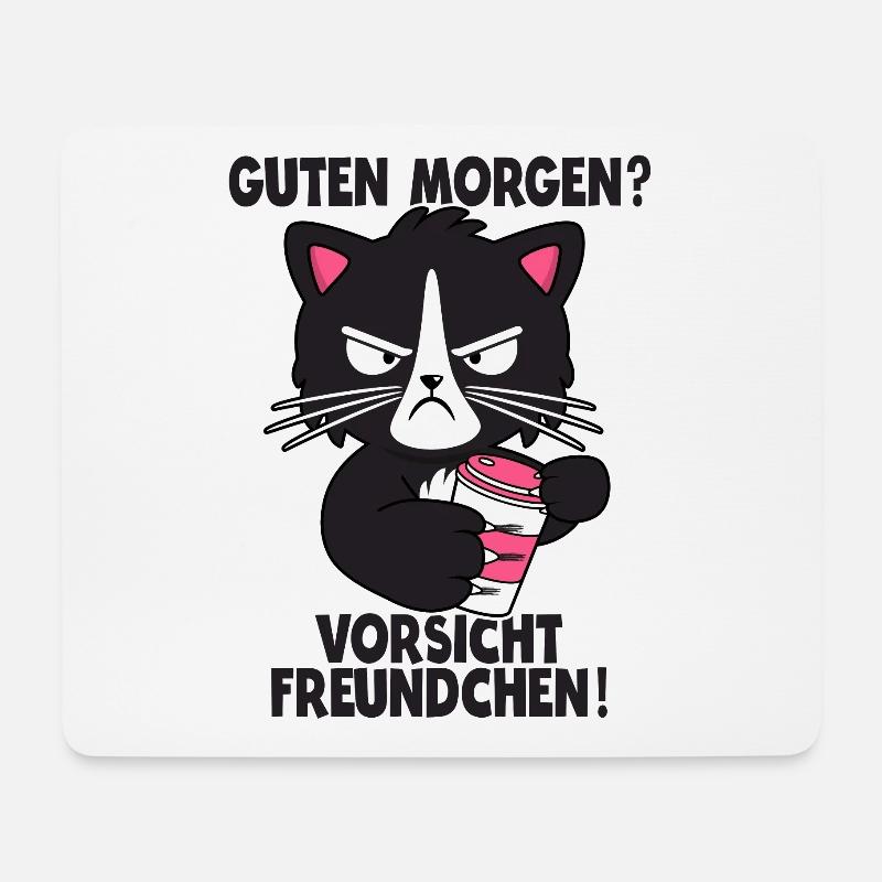 Katze Kaffee Morgenmuffel Langschläfer Geschenk - Mousepad (Querformat) - Weiß
