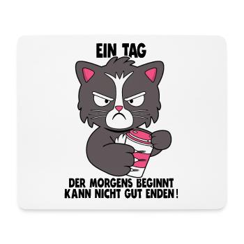 Katze Kaffee Morgenmuffel Faul Spruch Geschenk - Mousepad (Querformat) - Weiß - Vorne