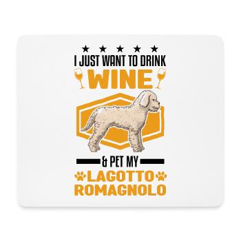Lagotto Romagnolo and wine - Mouse Pad (horizontal) - white - Front