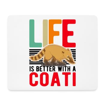 La vie est meilleure avec un coati - Tapis de souris (format paysage) - blanc - Devant
