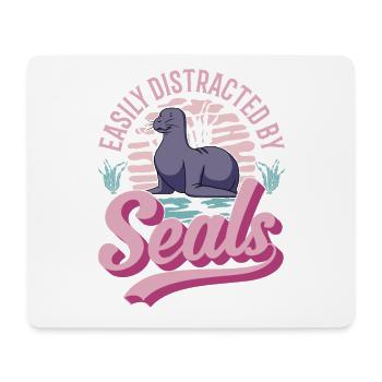Easily distracted by Seal Robbe Seelöwe - Mousepad (Querformat) - Weiß - Vorne