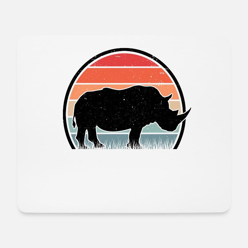 Nashorn Retro Rhino Vintage - Mousepad (Querformat) - Weiß