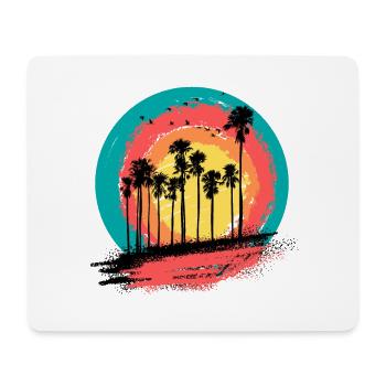 Palmen Sonnenuntergang Sommerurlaub - Mousepad (Querformat) - Weiß - Vorne