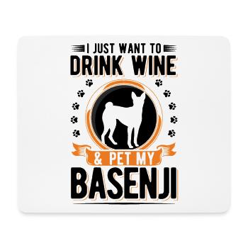 Basenji et vin - Tapis de souris (format paysage) - blanc - Devant