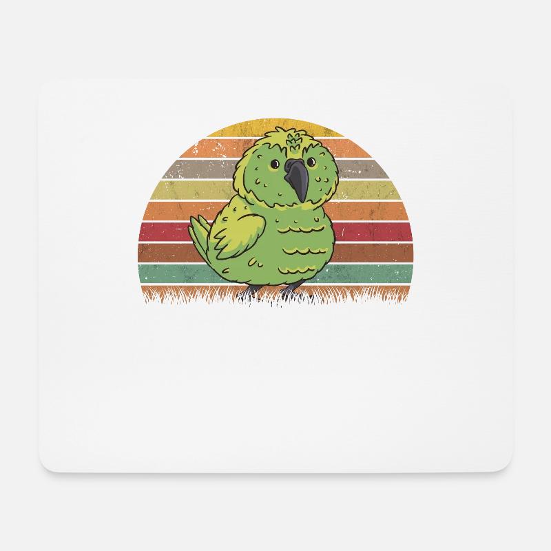 Kakapo Retro Nachtpapagei Vintage - Mousepad (Querformat) - Weiß