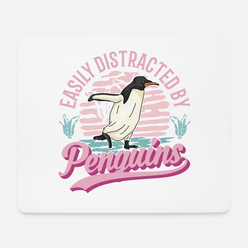 Facilement distrait par Pinguin Pinguin - Tapis de souris (format paysage) - blanc