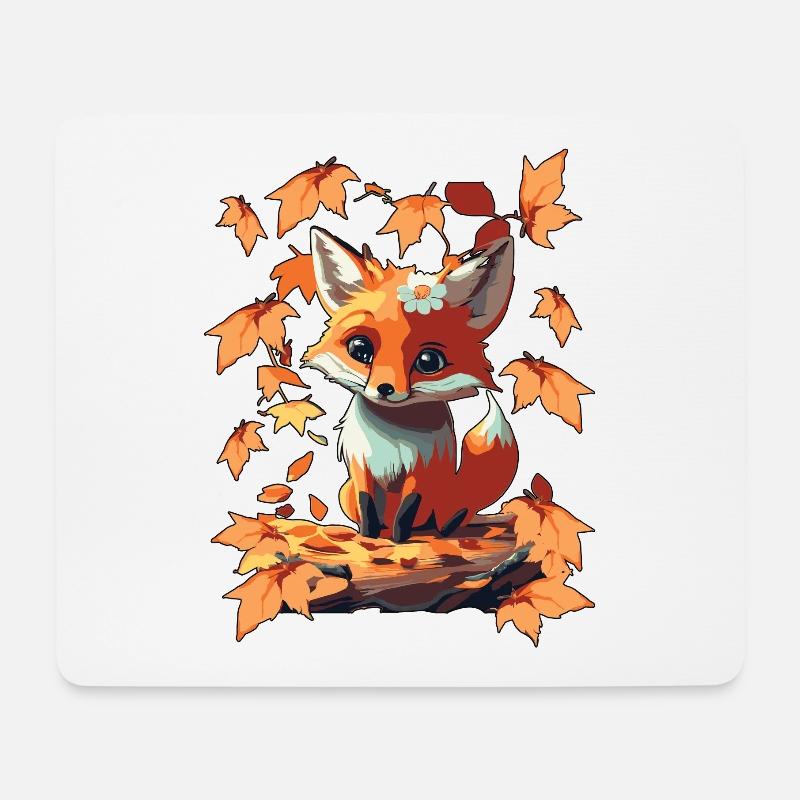 Süßer niedlicher Fuchs im Herbst Geschenk - Mousepad (Querformat) - Weiß