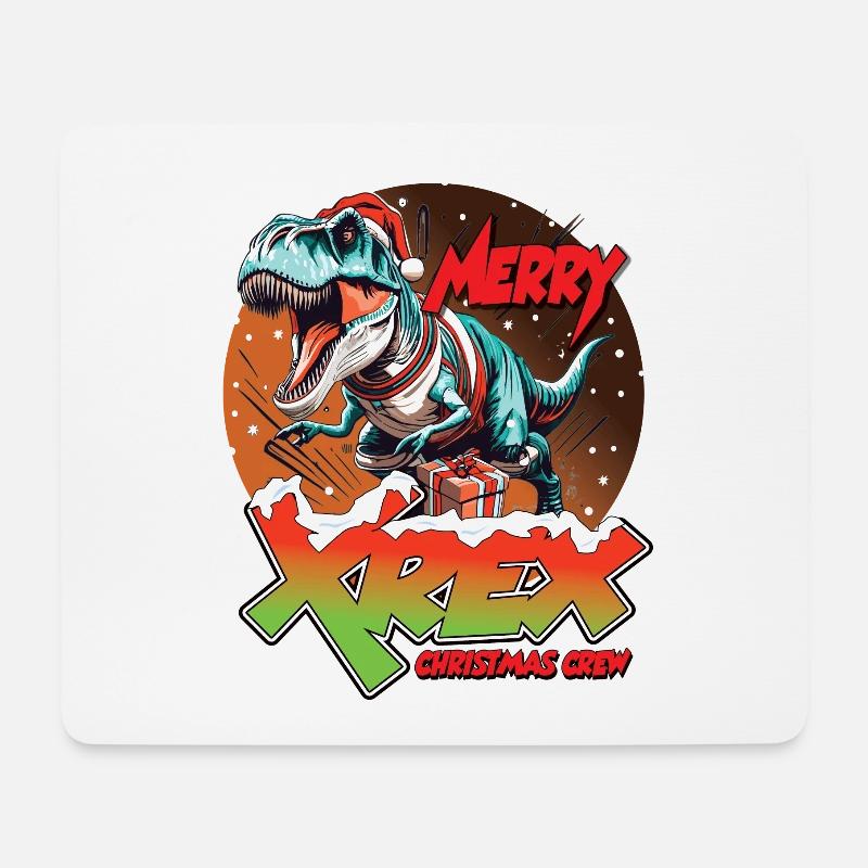 Weihnachten T-REX Merry XREX Geschenk Crew - Mousepad (Querformat) - Weiß