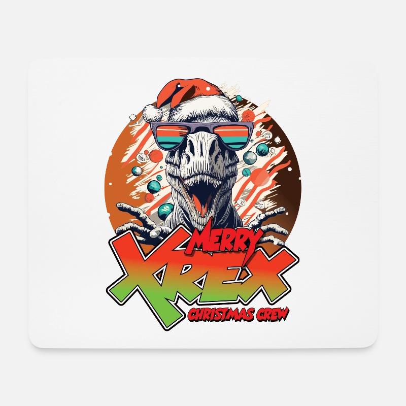 Weihnachten T-REX Merry XREX Geschenk Crew - Mousepad (Querformat) - Weiß