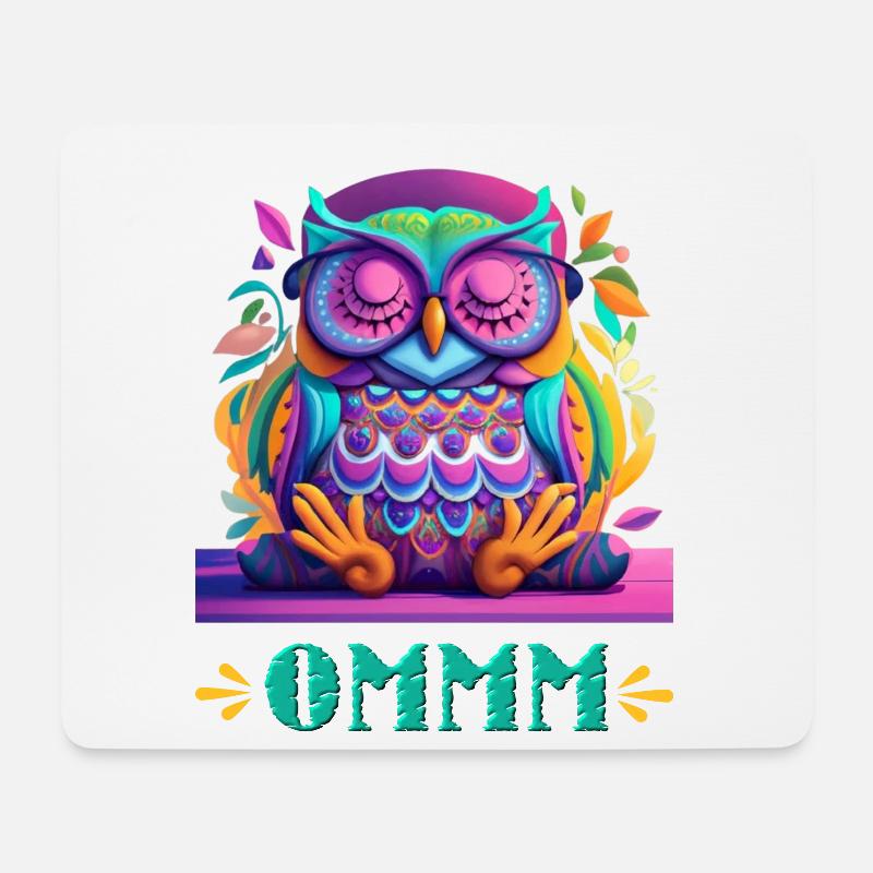 Eule der inneren Ruhe, das Meditative T-Shirt - Mousepad (Querformat) - Weiß