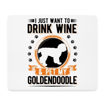 Goldendoodle and wine - Mouse Pad (horizontal) - white - Front