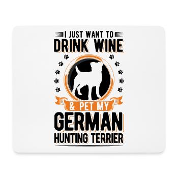 Deutscher Jagdterrier und Wein - Mousepad (Querformat) - Weiß - Vorne
