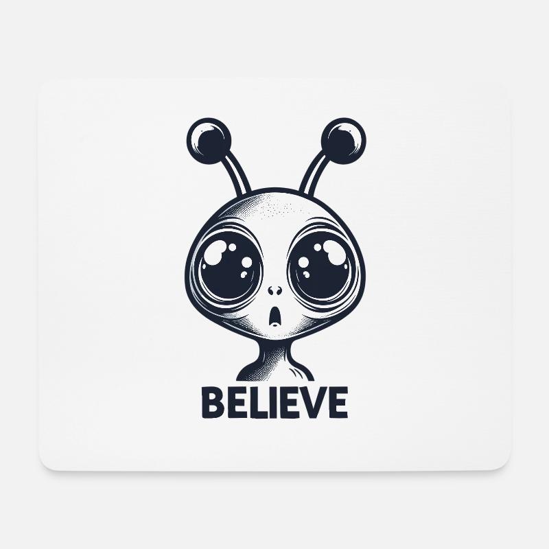 Lustiges Außerirdischer Alien Believe - Mousepad (Querformat) - Weiß